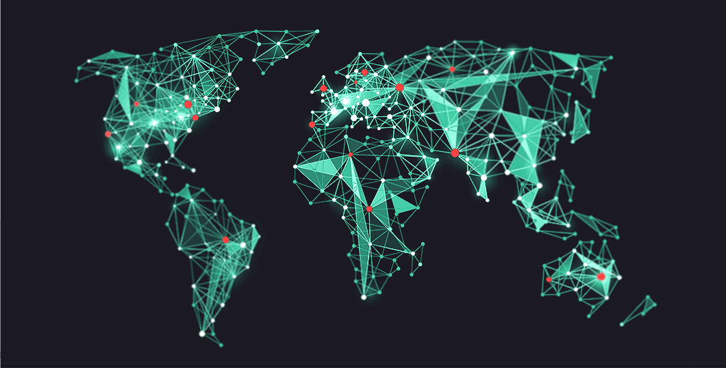world map with connected points